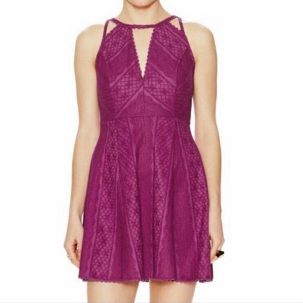 FREE PEOPLE Miss Connections Dress Fit & Flare Sleeveless Cutout Lace 4